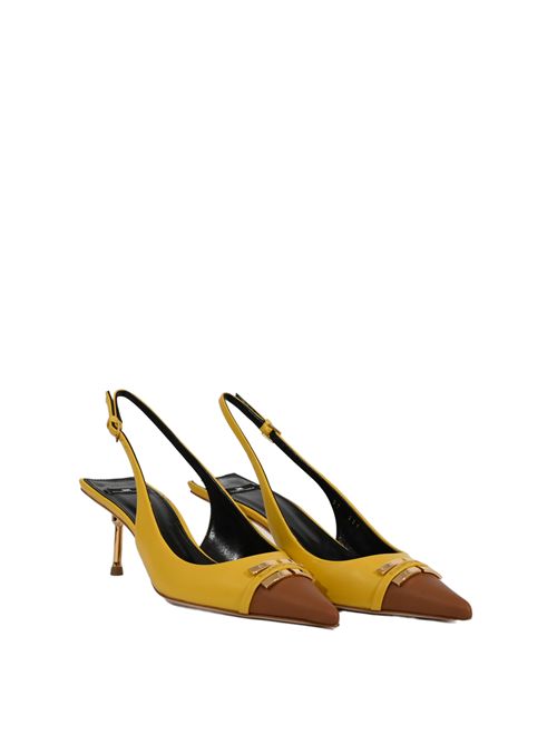 Slingback bicolore in pelle Sun/Cuoio Elisabetta Franchi | SA57L61E2FC1